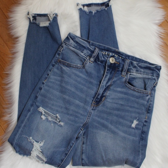 American Eagle, distressed -  Curvy Hi-Rise Jegging - Next Level Stretch - Picture 1 of 8